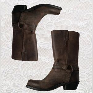 Leather Cowboy Moto Boots